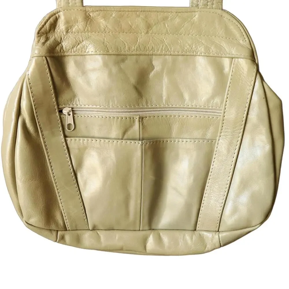 Vtg Brandless Genuine‎ Leather Crossbody Bag Light Sage Green
